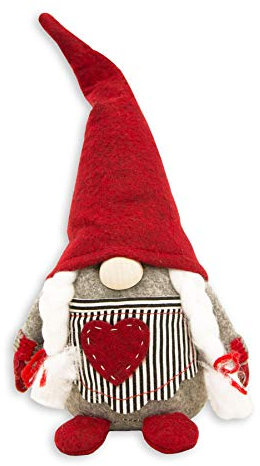BeautyGroup Wichtel Figur aus Filz Deko und Türstopper 21cm hoch rot grau Weihnachten Deko