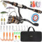PLUSINNO Angelrute und Spule Combos – Karbonfaser Teleskop-Angelrute – Spinnrolle 12 + 1 geschirmte Kugellager Edelstahl BB, Komplettes Set mit Tragetasche, 1.8M 5.91FT