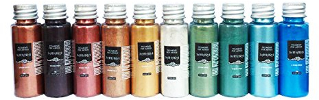 ResinPro - 10 x 10 GR SAHARA Pigments Mica - Kit de 10 Pigments Métalliques à effet, Compatibles avec la Résine Epoxy, le Polyuréthane, l'Acrylique, les Vernis, les Créations Artistiques Multicolore