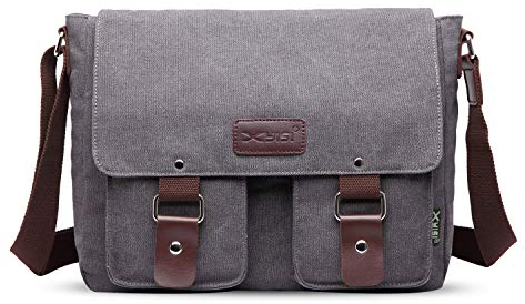 FANDARE Bolsos de Bandolera a Hombro de Lona Mensajero Bolso para Hombres/Mujeres Messenger Bolsa Bolsa de Viaje 7.9 Pulgadas Bolsa de Tablet, para Trabajo,Viajar,Colegio,Shopper Gris