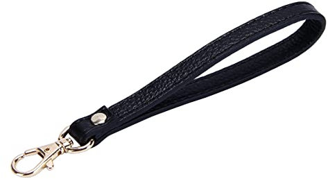 VanEnjoy Genuine Leather Keychain Wristlet Keychain Strap for Wallet Purse Clutch Cellphone Wristlet Key(Black)