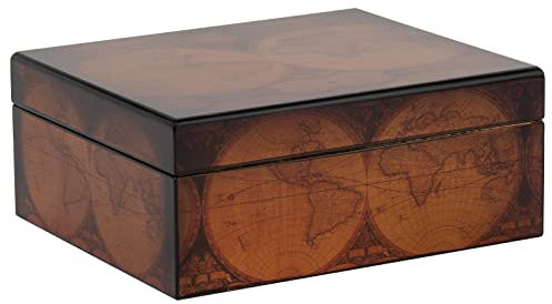 Schreibtisch Humidor, Old World, Walnussholz, Spanische Zedernholzschale, 3 Trennwände, für 25 bis 50 Zigarren
