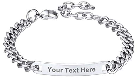 PROSTEEL Panzerkette Armband für Männer Frauen Edelstah 7mm breit personalisiert Schildarmband 23cm verstellbar Armkette trendiger Modeschmuck für Weihnachten Jahrestag