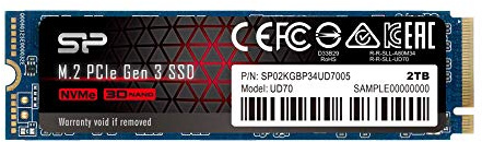 Silicon Power SSD UD70 2TB M.2 PCIE GEN3 X4 NVME 3400/3000 MB/S