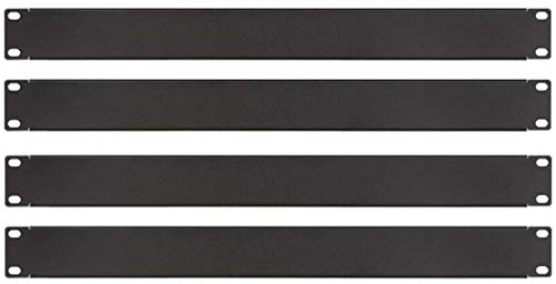 4 x 1 HE U Rackblende 483 mm 19 Stah in Schwarz RAL 9005, Frontplatte Rackpanel Blindplatte Blindabdeckplatte Blindabdeckung