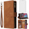 Asuwish Compatible with iPhone Xs X 10 10s Wallet Case Tempered Glass Screen Protector Flip Cover Card Holder Stand Phone Cases for iPhoneX iPhoneXs iPhone10 i PhoneX SX 10x 10xs X’s Women Men Brown