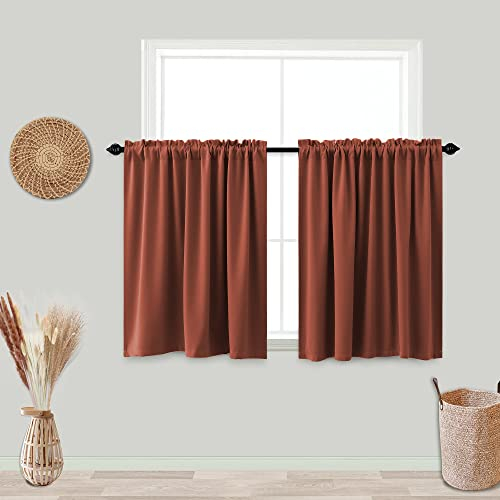 KOUFALL Vorhänge für Küchenfenster, kurze Verdunkelungsvorhänge für Schlafzimmer, 2 Teile, rostfarben/Terracotta, 91,4 cm Länge