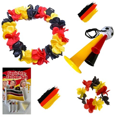 Taffstyle Damen Fan Set Deutschland Fussball EM WM Länderflagge Fanartikel Land Flagge Armband Kette Schminke Halskette