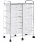 Yaheetech 15 Drawers Plastic Storage Cart, Multipurpose Mobile Organizer Unit with 4 Lockable Wheels, Utility Rolling Trolley for Home Office School Salon & Beauty, White
