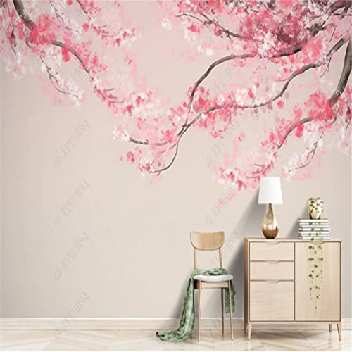 SHINERING Handgemalte Antike Kirschbaum Tapete Für Wohnzimmer Neue Chinesische Tinte Dekorative Malerei Tapeten Wohnkultur Wandbild 200 cm (L) × 140 cm (H)