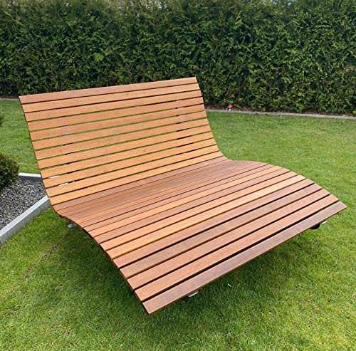 Fischer und Adamek Exklusiv Waldsofa Wellenliege Sonnenliege Holzliege Gartenliege Wellnessliege Saunaliege Relaxliege Untergestell, Farbauswahl:Anthrazit (RAL7016), Maße:Single (75x99x156)