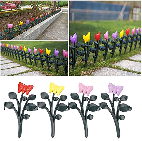 WERTSWF Decorative Garden Fence(Overall Length 236cm) Butterfly Landscaping Picket Fence Plastic Edging Borders for Yard Lawn Flower Bed Tree Ring