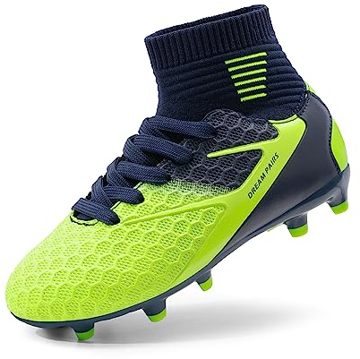 DREAM PAIRS Fußballschuhe Kinder Jungen Fußballschuhe Mädchen Atmungsaktive Fussball Schuhe Unisex Trainingsschuhe Sportschueh für Outdoor DUNKEL/BLAU/NEON/GRÜN HZ19002K-E Größe 36 (EUR)