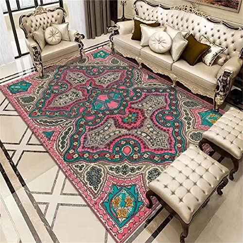 Mädchen Teppich Wohnzimmerteppich Startseite Wohnzimmer Ethno-Stil Kinderzimmer rutschfeste Maschinenwaschbare Teppichmatte Rosa Teppich Für Kinderzimmer Mädchen 100X200cm