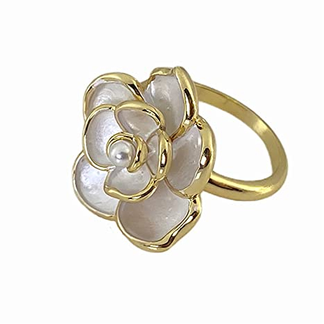 MAYIYAHO Retro Französisch Sanfte Kamelie Ring Weiblich Ins High-End Nische Design Licht Luxus Kleine Duft Öffnung Einstellbarer Ring
