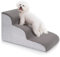 Uross Dog Stairs for Small Dogs- Dog Steps Stairs Ramps for High Bed Couch, High Density Foam Pet Steps Stairs for Dogs to Get on Bed, 3 Tiers Cat Doggy Steps Ramps for Joint Pain Dog(Gray)