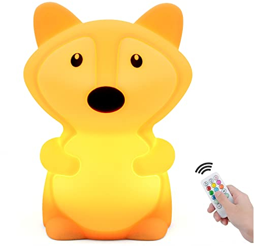 xinjinhju Große Fuchs Nachtlichter für Kinder wiederaufladbar Tier-lampen Dekorative Lichterer Stimmungs licht tragbar Farbwechsel leuchtend weich Geschenk für Mädchen Jungen Studenten Frauen