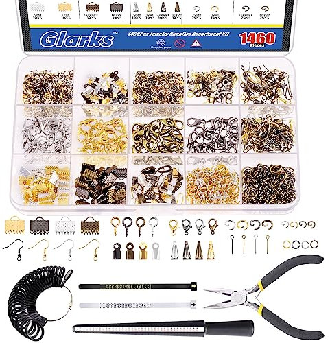 GLARKS 950pcs Jewelry Making Supplies Kit with Tools, Pliers, Wires, Findings, Measuring Tools for DIY Earring, Necklace Craft, Repair