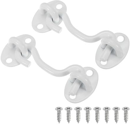 PATIKIL 3 Inch Hook Eye Latch, 2 Pack Carbon Steel Privacy Hook and Eye Latch Gate Latch Lock for Window Sliding Door Barn Door, White