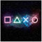 Bilderwelten Fototapete Gaming Neon Controller Symbole Galaxie 336 x 336 cm Vlies-Tapete XXL Smart Wandtapete Wanddekoration Wohnzimmer Schlafzimmer