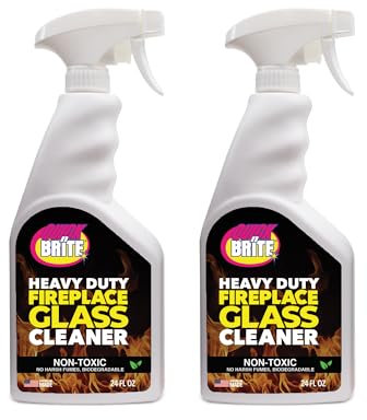 Quick N Brite Fireplace Glass Cleaner 24oz, Nonabrasive Cleaning Spray for Fireplace Glass, Oven Glass, Glass Cooktops, Ceramic-Glass, Microwave Glass (Pack of 2)