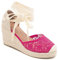 Miro Boho Chic Cuñas Alpargatas Mujer Plataforma Yute Sandalias Mujer Cuñas De Esparto con Encaje Zapatos Novia Alpargatas Boda (Fucsia Encaje, Adulto, Núm 36)
