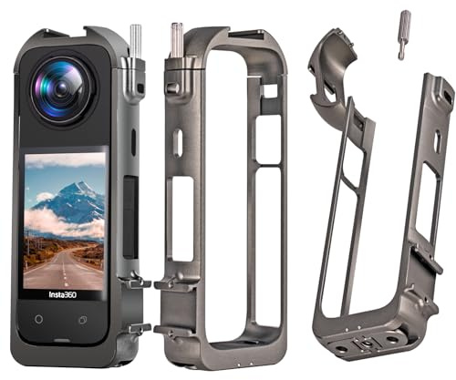 CERFFOOL 1/4 Aluminum Alloy Cage for Insta360 X4 Cold Shoe Protective Frame for Action Camera Cover Protector Adapter Accessory
