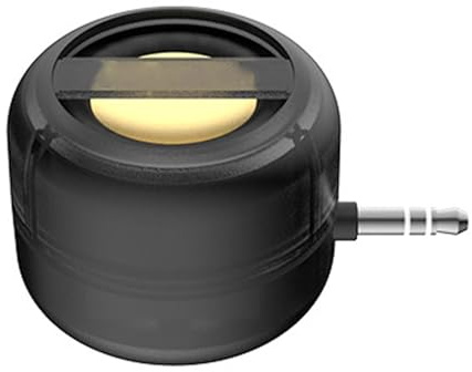 NeaxgeandX Tragbarer Mini-Telefon-Lautsprecher mit 3,5-mm-Klinkenstecker, USB-C-Stecker, für Smartphone, Computer, Schwarz, Transparent, Schwarz, 4,1 x 4,1 x 3,4 cm