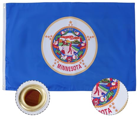 A-ZCOVER Minnesota State Flagge, 30,5 x 45,7 cm, Minnesota Flagge, USA, doppelseitiges Minnesota-Banner mit 2 Messingösen, robuste Innen- und Außendekoration