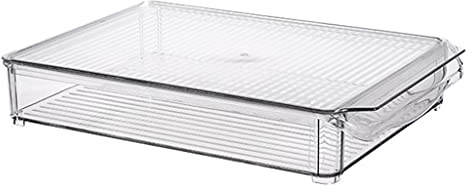 Armoire de cuisine empilable en PET pour réfrigérateur congélateur Boîte de rangement alimentaire avec couvercle à poignée Organisateur Armoire de cuisine