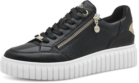 s.Oliver Damen Plateau Sneaker mit Reißverschluss Vegan, Schwarz (Black), 40 EU