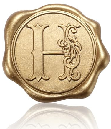 50 Stück Wachssiegel Aufkleber, Selbstklebende Wachsaufkleber Goldene Selbstklebende Wachssiegel Einladungs und Umschlagsiegelaufkleber für Hochzeiten Weihnachtsfeiern (H)