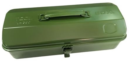 AWHAO Caja organizadora de herramientas de metal con asa, caja de herramientas manual para garajes pequeños, caja de herramientas vacía, Verde