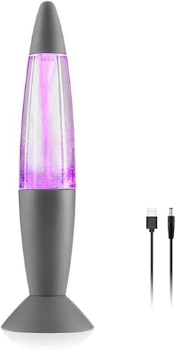CELLUSTOP Lavalampe LED, mehrfarbig, 6 Farben – Magma-Lampe LED – Rakete Tornado Twist – Magma-Lampe Lava – robustes Glas – 35 cm – Batterien oder USB – LED-Beleuchtung 6 alternative Farben