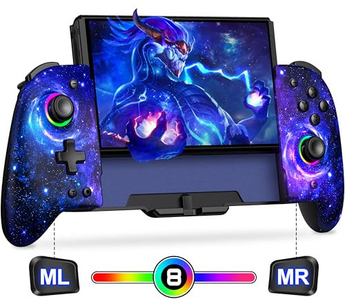 Elegamefy Handheld Switch Controller, Programmierbar Switch Game Controller für Nintendo Switch/OLED mit Joystick ohne Totzonen, Verbessertem Griff, Turbo