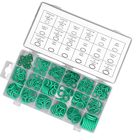 270 Pièces Climatisation, Kit de Joints Toriques Verts Anneaux en Caoutchouc Résistant à l'usure Robinet Joints Toriques Assortiment d'étanchéité Ensemble pour Auto e
