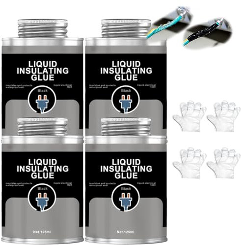 YOENBG Colle isolante liquide, ruban électrique liquide, caoutchouc isolant liquide, tube isolant imperméable pour réparation de fils et de câbles électriques, facile à appliquer (BLACK,4 PCS)