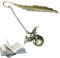 WUSJCOF 1 Stück Leuchtende Metall Feder Lesezeichen,Vintage Glow in the Dark 3D Fliegender Drache Anhänger Geschenk für Buchliebhaber (Goldener Drache)