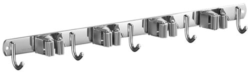 Colgador Escobas y Fregonas Clip for fregona, gancho sin perforación, soporte colgante for escoba de baño, gancho adhesivo fuerte de acero inoxidable 304, Clip de almacenamiento de pared