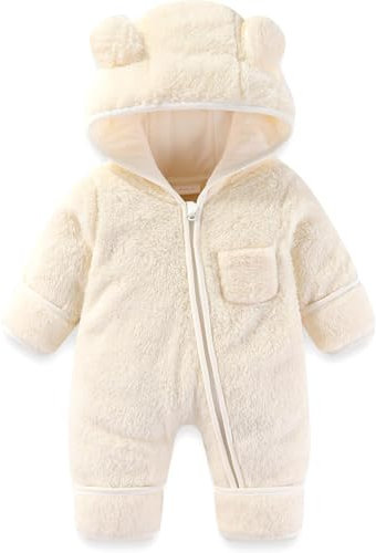 Tutina da neonato con orsetto, tuta con risvolto, guanti, calzini, tuta invernale da neve per bambine e bambini, vestiti in pile, tuta con cappuccio Abitini Neonata