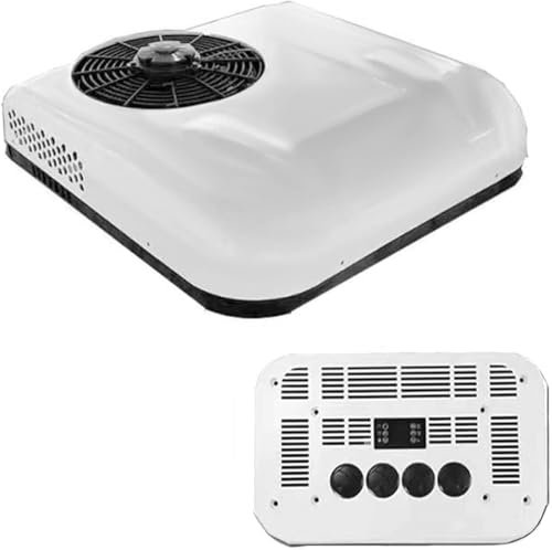 Climatiseur de Toit pour Camping-Car 2 en 1, climatiseur électrique pour Camion Universel 12V avec Refroidissement et Chauffage, 8 Heures de Fonctionnement, Faible Bruit, pour Camping-Car, Bus