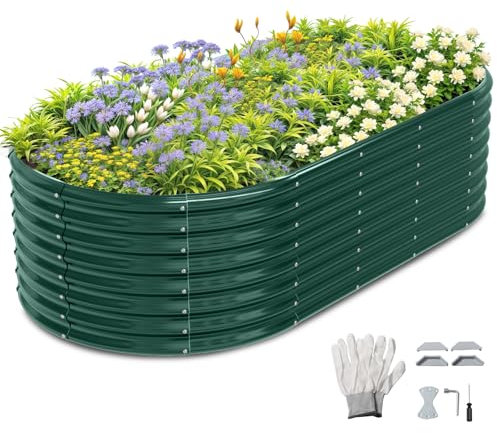 LEADZM Potager surélevé en métal 240x120x60 cm - Ensemble galvanisé avec Base Ouverte, Très Grande Surface de Plantation Carre Potager - pour légumes, Herbes, Fleurs - Vert foncé