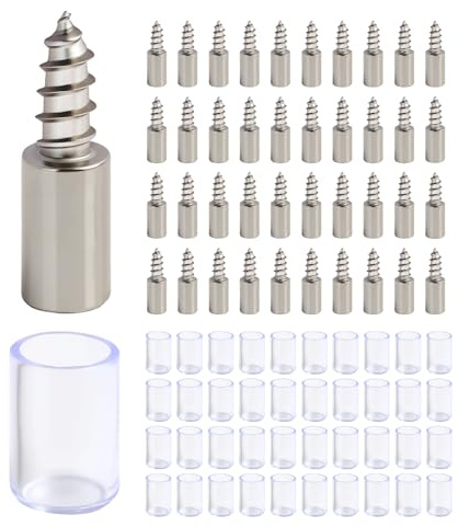 40 Pièces Taquet Etagere Autotaraudeur avec Protection en Silicone, Supports D’étagère Métal Nickelé, Taquet à Visser pour Meubles Armoires Bibliothèques, Consoles et Taquets pour Étagères Bois Verre