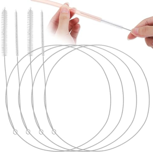 LXUEJIE 4 Pcs Long Pipe Cleaners Tube Straw Brush, 1m/39in Extra Long Straw Cleaner Brush with Soft Nylon Bristles Head for Cleaning Straws Tube Pipe Bottle Drain