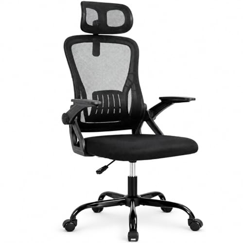Silla de Oficina | Escritorio o Estudio Ergonómica con Ruedas | Reposacabezas y Reposabrazos Ajustables | Soporte Lumbar | Respaldo de Malla Transpirable | Altura Regulable | Ideal casa o Trabajo