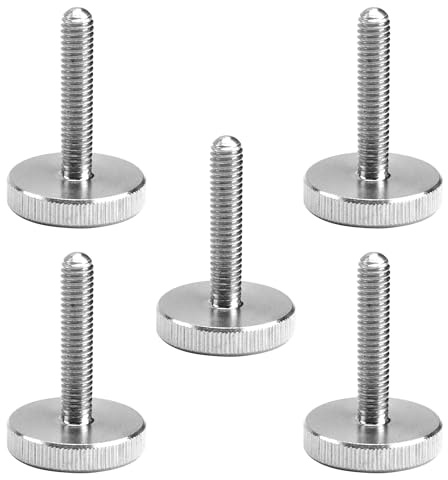 ITSOGOO 5 Pezzi DIN 653 Viti a Testa Zigrinata Piatta M4x20 mm,Bulloni Zigrinato Rotonde in Acciaio Inox,Stringere a Mano Vite Metrico per Macchine Uten sili e Dispositivi Meccanici