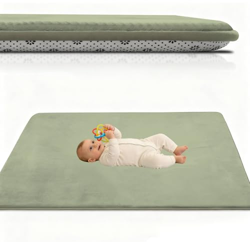 Atemrdsye Spielmatte Baby 140 x 200 cm Grasgrün Krabbelteppich Baby, 2.5cm Dicke Krabbelmatte Memory Foam Kinderteppich, Teppich Kinderzimmer, Krabbeldecke Baby Rutschfester Spielteppich Baby
