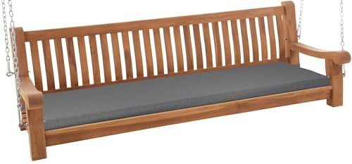 DELUKE Schaukelbank MUVER Holz Dunkelgrau 200x70x62 cm | Hängebank Gartenschaukel Zum Aufhängen Veranda-Schaukel