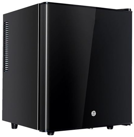 Table Top Fridge,40L Mini Cooler with Lockable and Reversible Door,Interior LED Light,3 Gear Temperature Control,Compact Chiller Box for Food,Drinks,Cosmetics(Black Solid Door)