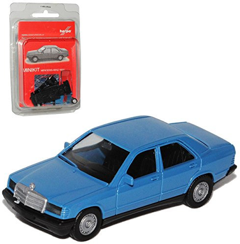 Herpa Mercedes-Benz C-Klasse 190 E W201 Limousine Blau 1982-1993 Bausatz Kit H0 1/87 Modell Auto mit individiuellem Wunschkennzeichen